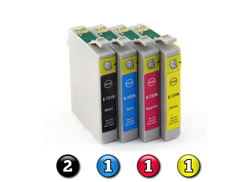 5 Pack Combo Compatible Epson 73N (2BK/1C/1M/1Y) ink cartridges